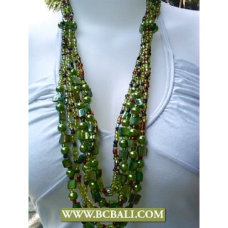 Green Layered Necklaces Beaded